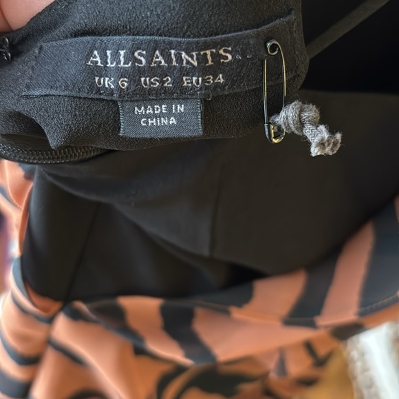 ALL SAINTS Hali Zephyr Mini Dress Toffee Brown/Black Size 2 NWT - Picture 5 of 6